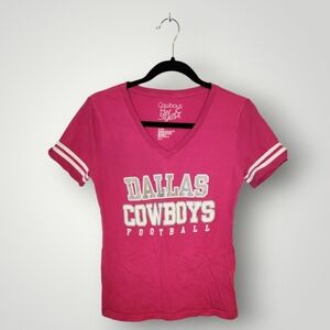 Women's Dallas Cowboys Pink Team Practice Glitter V-Neck T-Shirt S